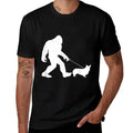 Bigfoot Walking Corgi Dog Funny Gift  Polyester Blend T-Shirt
