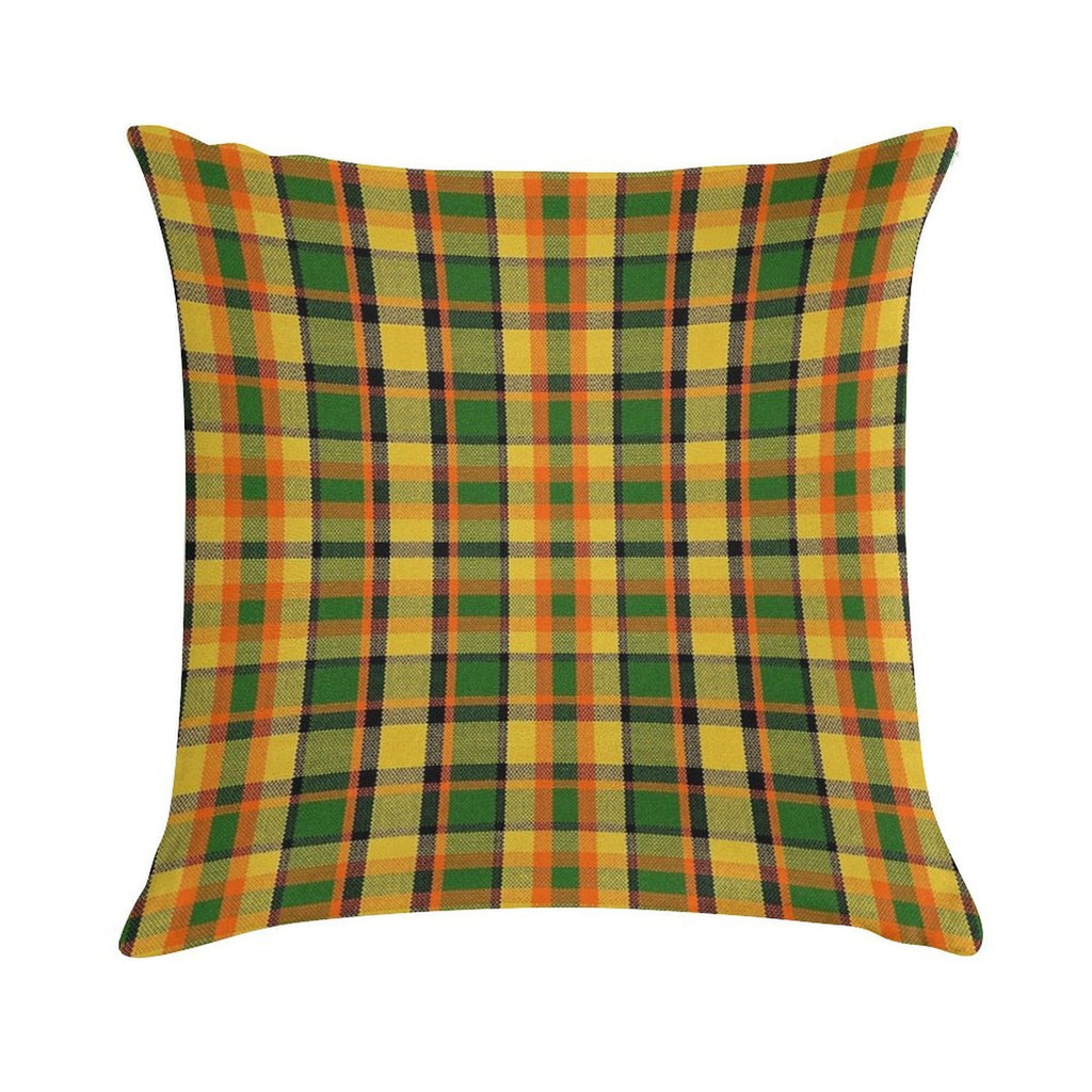 Westy Tartan Yellow Plaid for Bulli Bus Camper Soft Washable Throw Pillow