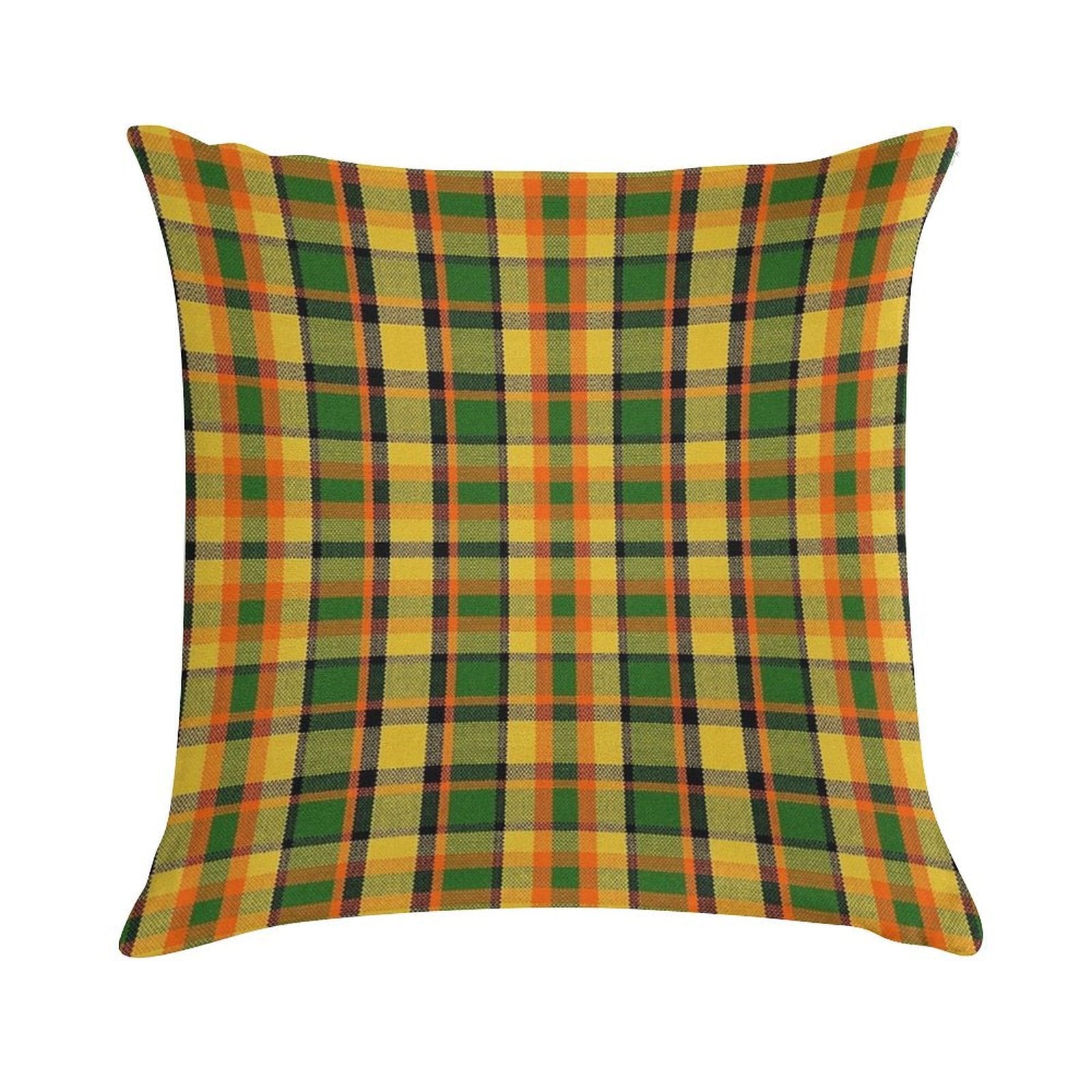 Westy Tartan Yellow Plaid for Bulli Bus Camper Soft Washable Throw Pillow