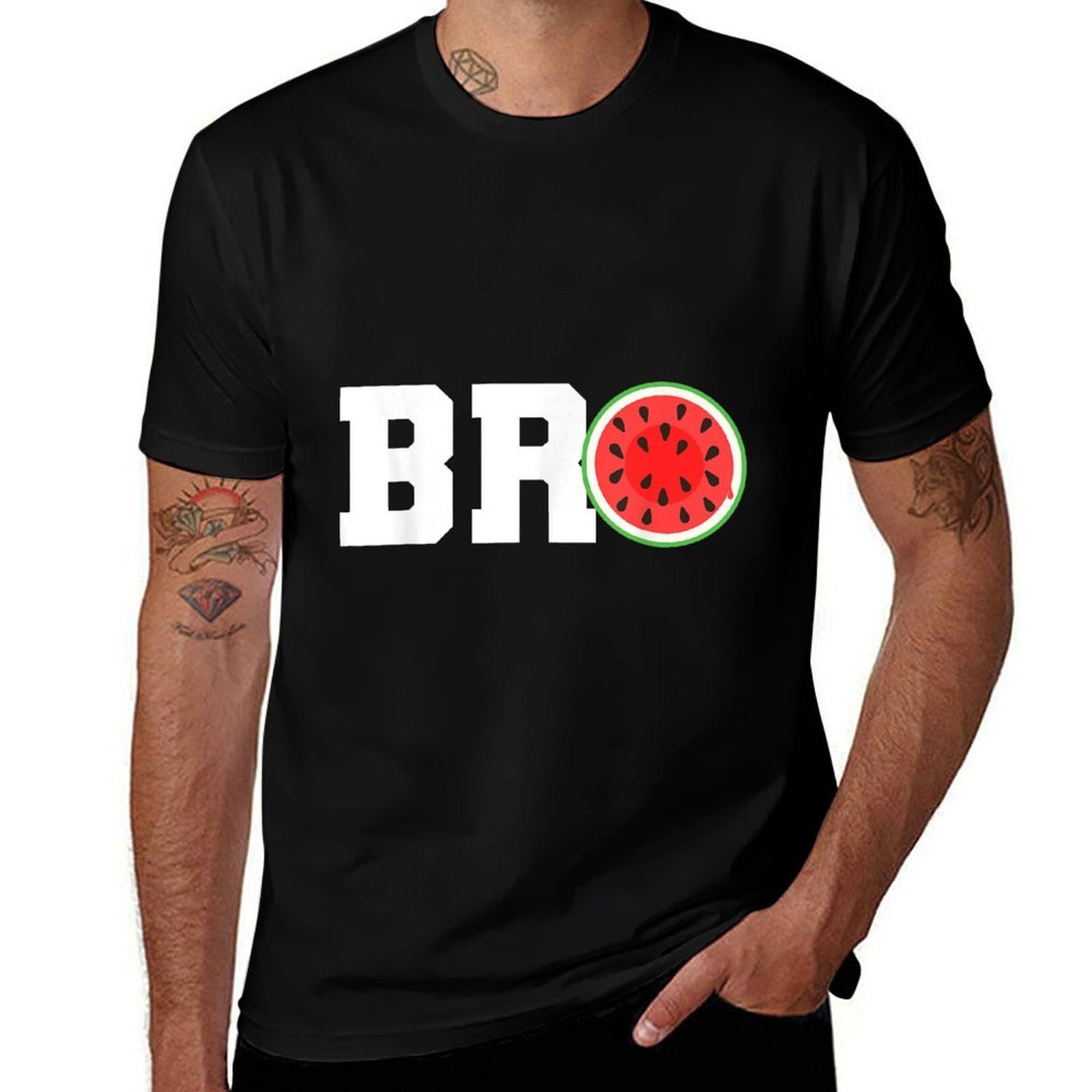 Funny Watermelon Bro Cute Summer Vacation Brother Sibling  Quick-drying T-Shirt