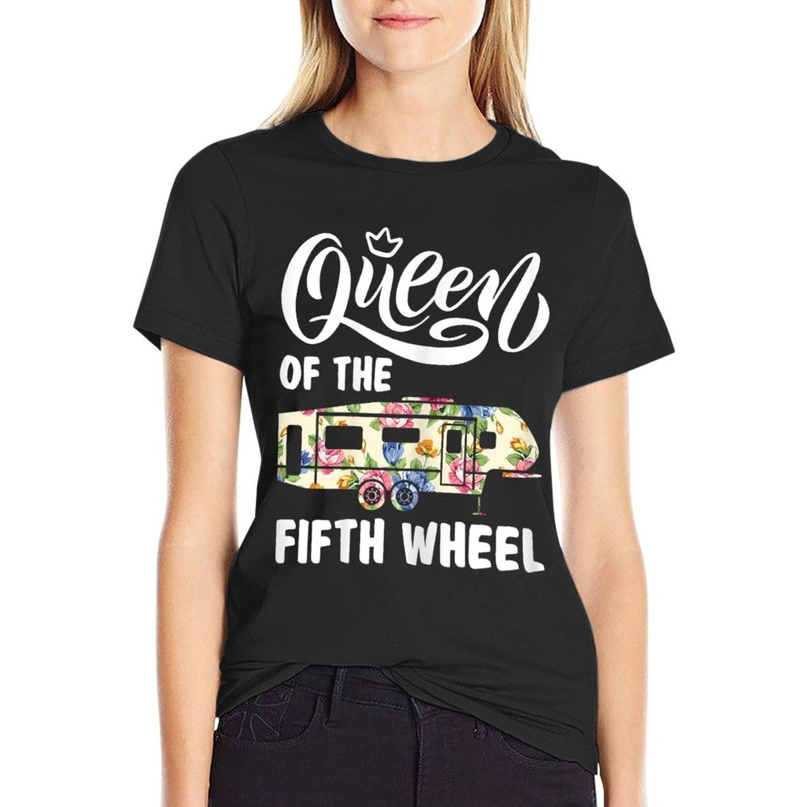 Queen Of The Fifth Wheel Funny Parking Camper Women  Heathered Texture T-Shirt