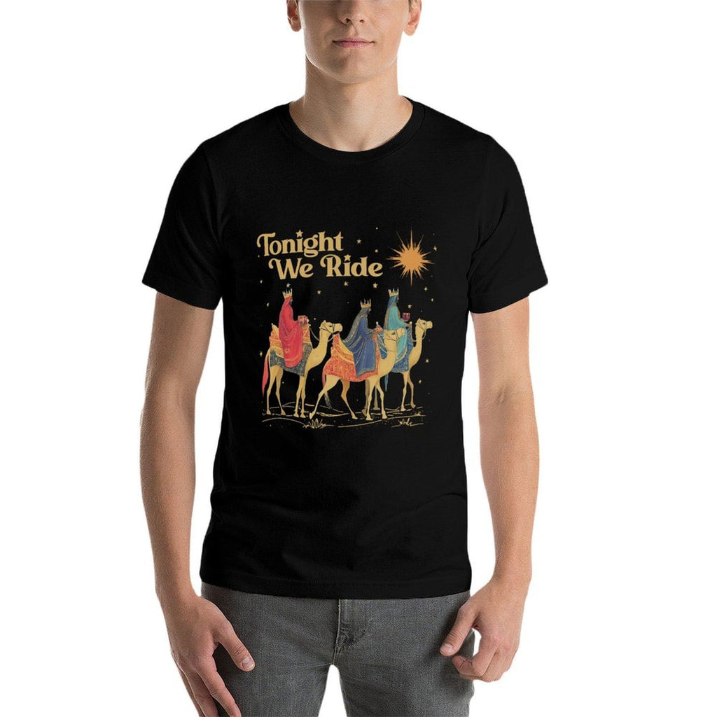 3 Wise Men Tonight We Ride Christmas Sweatshirt  Ribbed Collar T-Shirt