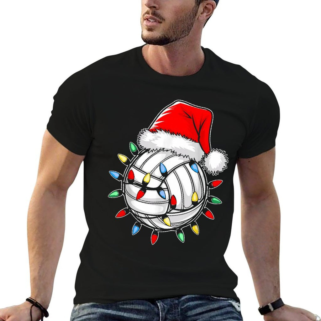 Santa Volleyball Ball Men Youth Boys Christmas Pajamas  Wrinkle-resistant T-Shirt