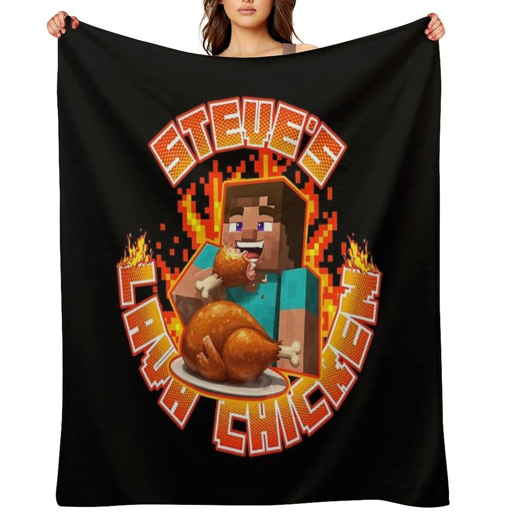 Steves Lava Chicken - Steve Eating Hot Lava Chicken Comfort Throw Blanket