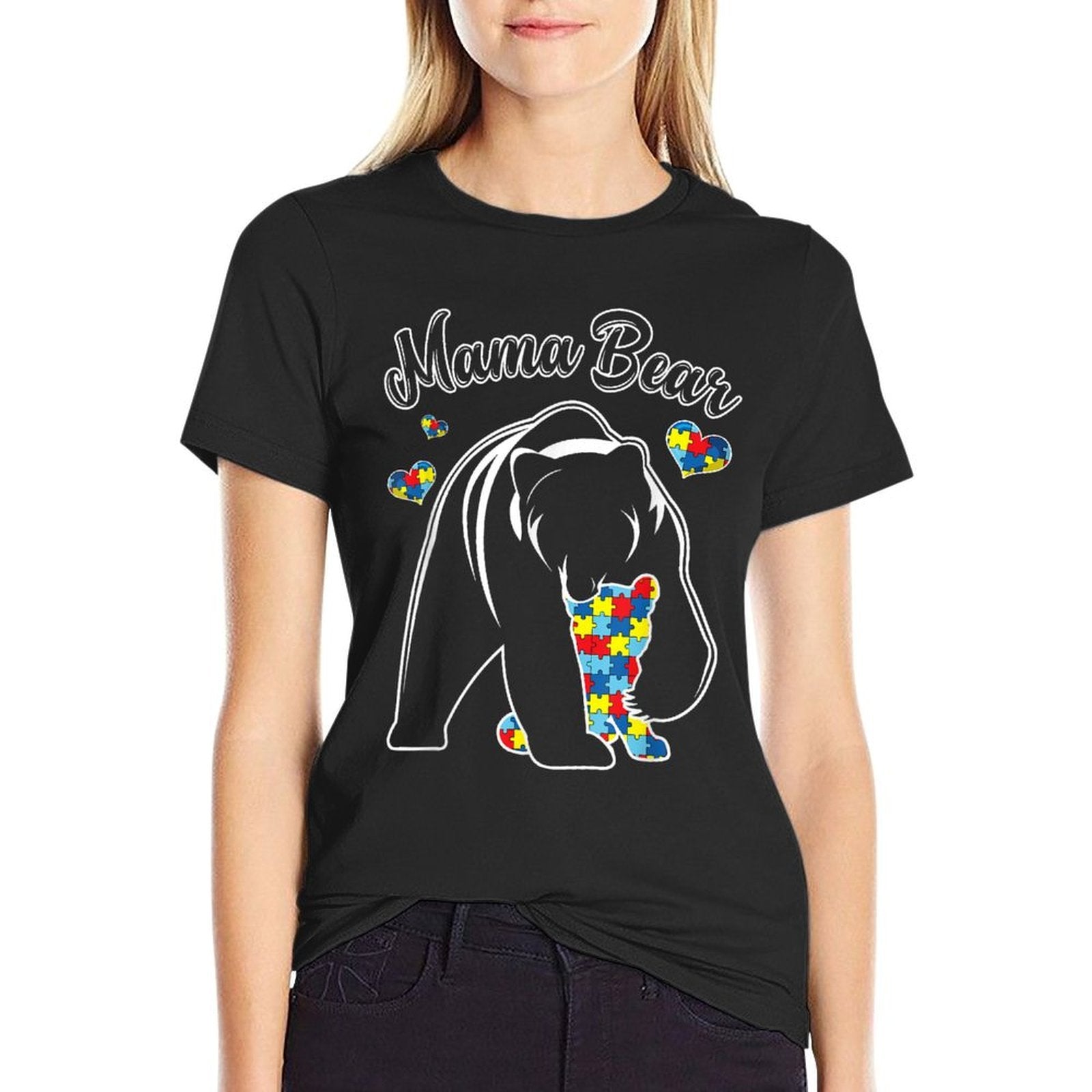 Cute Mama Bear Autism Awareness Autistic Family Lover  Slim-fit Cut T-Shirt