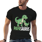 Fathers Day Papasaurus Funny Dino Kids Dad  Fade-proof Color T-Shirt