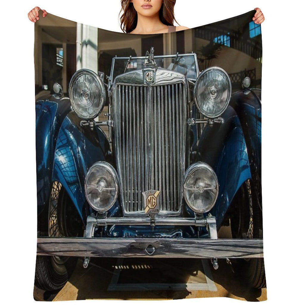 MG Vintage Car 1939 Shrink-resistant Throw Blanket