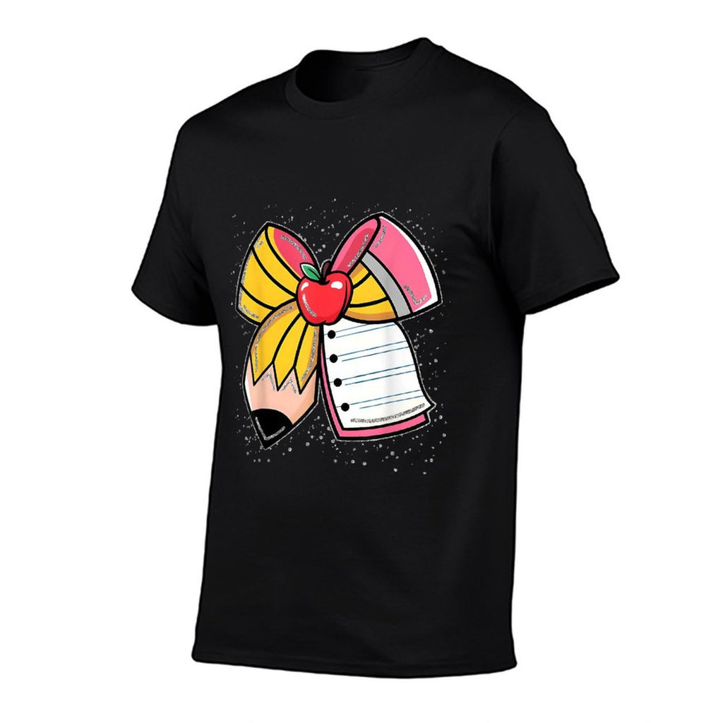 Student Teacher Coquette Bow Pencil Back To School First Day  Rolled Sleeves T-Shirt