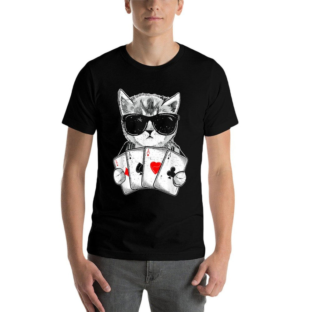 Cat Play Poker Gambling Casino Dealer Poker Player Gambler  Easy-care T-Shirt