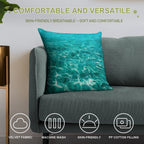 Turquoise Blue Ocean Ripples Soft High-Density Material Throw Pillow