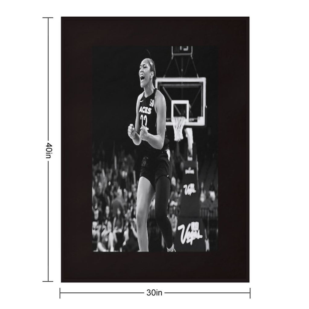 A'ja Wilson - Black  White Lightweight Throw Blanket