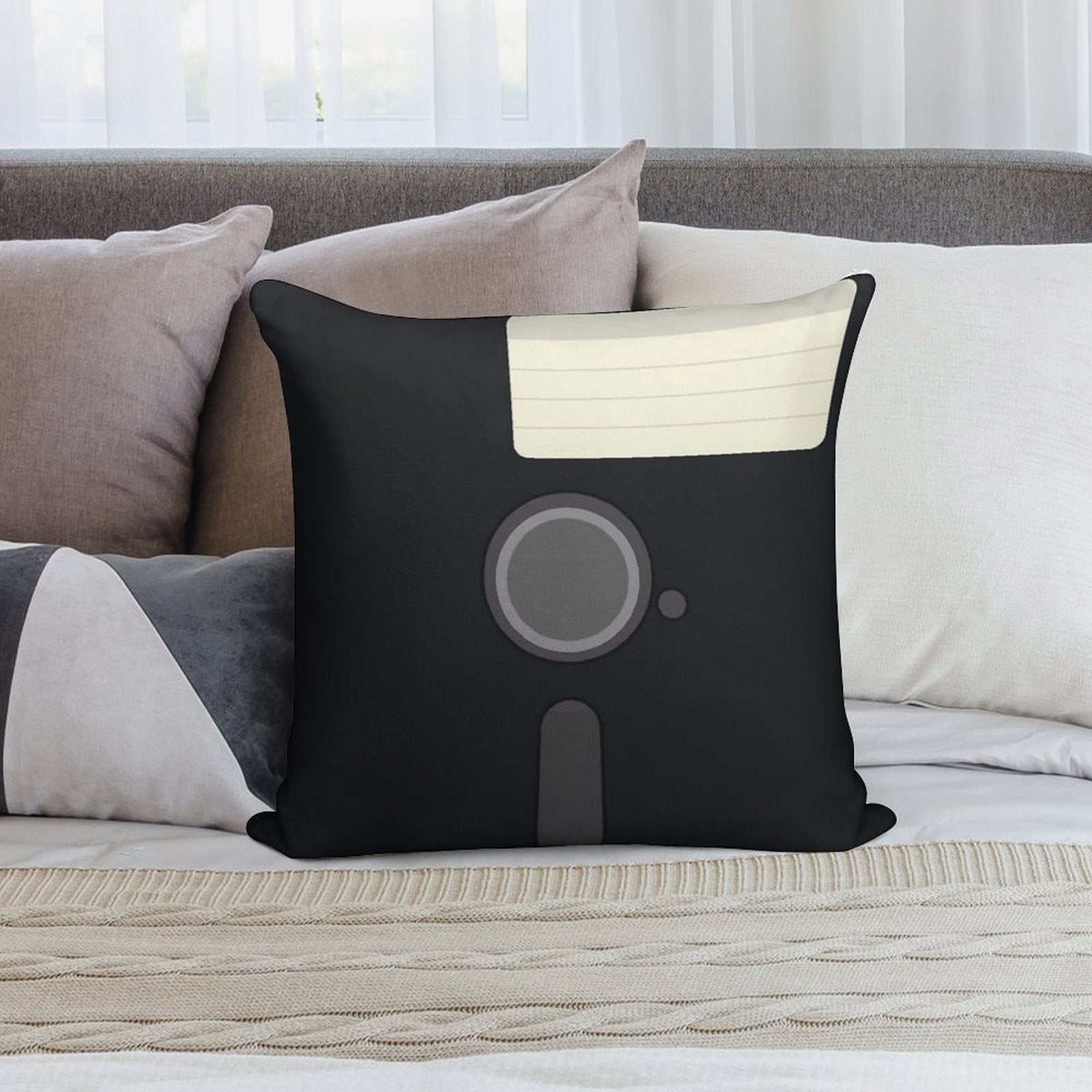 Floppy Disc 5.25 Soft Fade-Resistant Throw Pillow