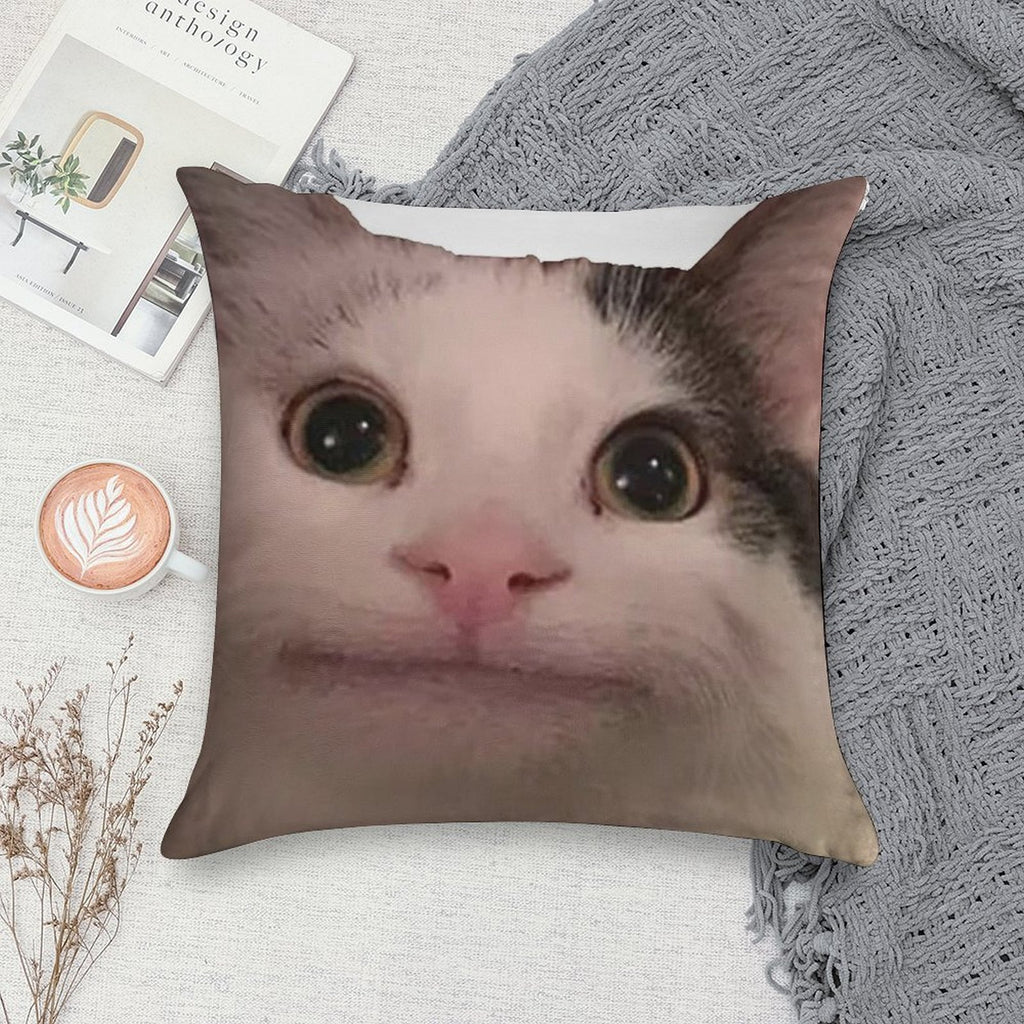 Polite Cat Meme, Funny Cat Meme Soft Warmth Comfort Throw Pillow