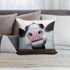 NOSEY COW 'HEY! HOW'S IT GOIN'' BY SHIRLEY MACARTHUR Soft Ultra-Soft Texture Throw Pillow