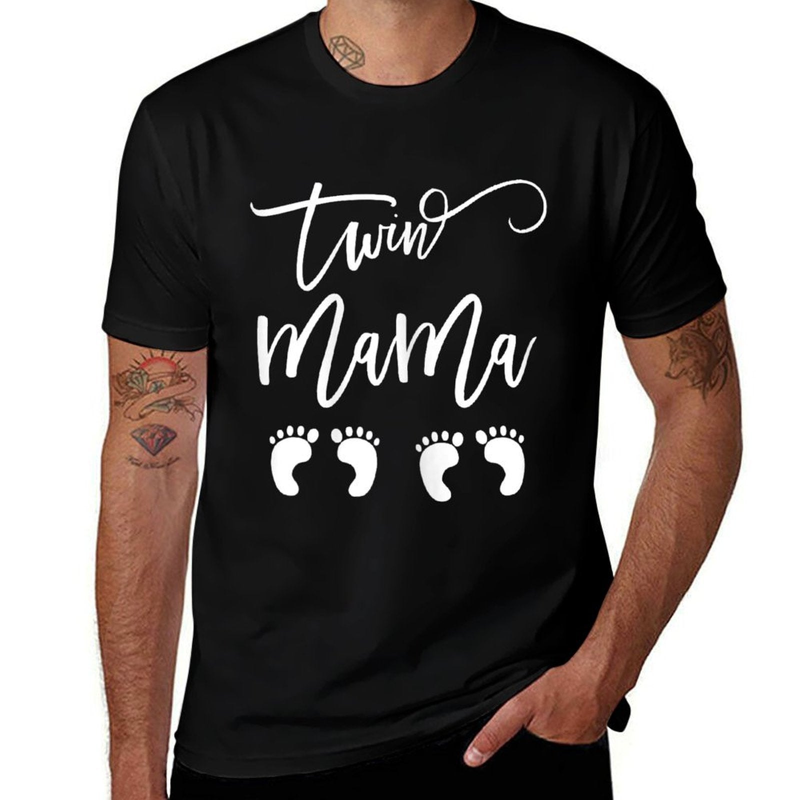 Twin Expecting Mama Mom to Be Pregnant with Twins Pregnancy Comfortable T-Shirt