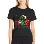 Stethoscope Nurse Merry Christmas Xmas Lights Holiday Snow  Rolled Sleeves T-Shirt