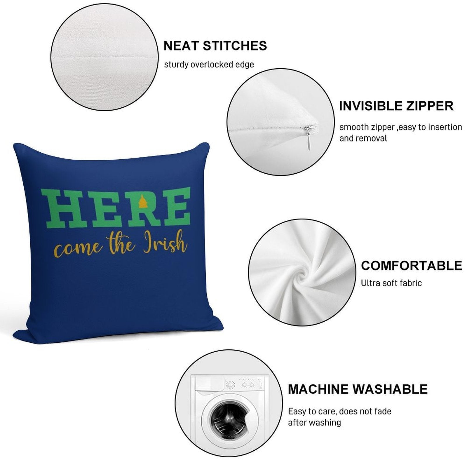 HERE Come The Irish Soft Skin-Friendly Throw Pillow