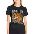 Physically Thicc Funny Capybara Meme Bootleg Y2K Graphic  Fade-proof Color T-Shirt