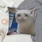 Crying Cat Meme Soft Short Plush Fabric Throw Pillow