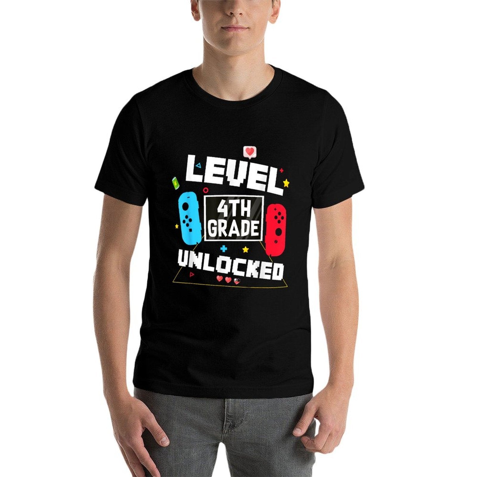 Hello 4th Grade Level Unlocked Video Game Back to School Boy  Relaxed-fit T-Shirt