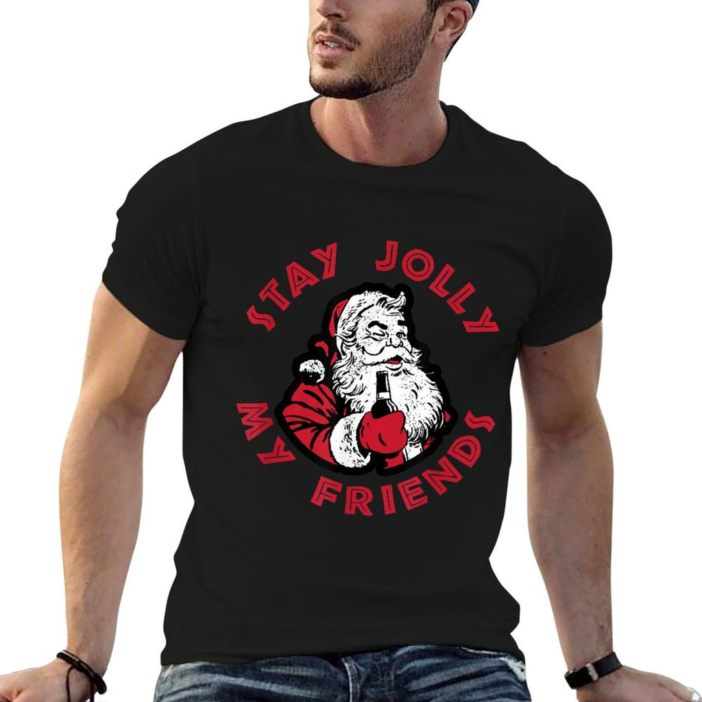Stay Jolly My Friends Apparel Merry Christmas Santa Drunk  Vintage-inspired T-Shirt