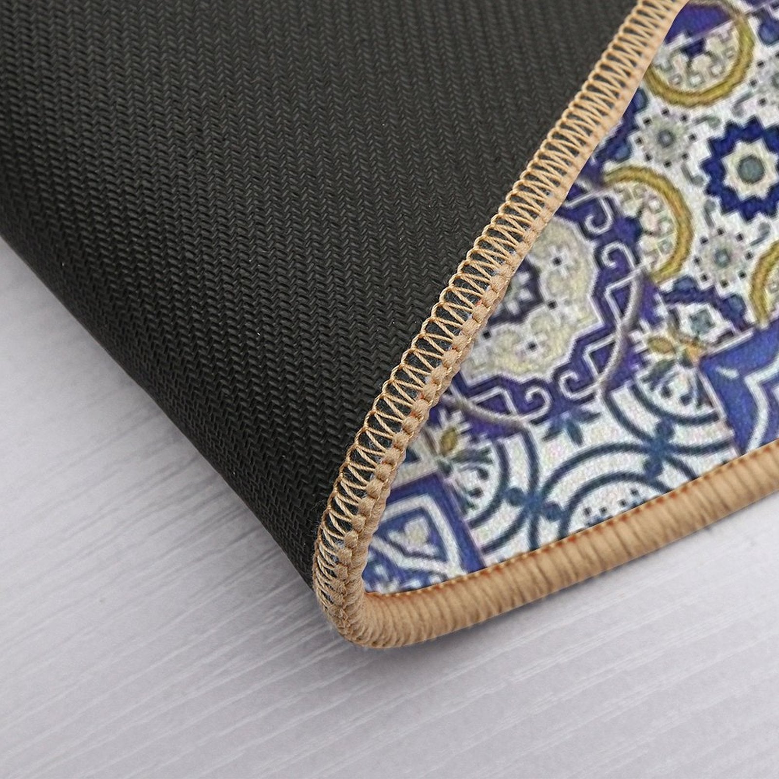 Blue Moroccan Tile Pattern  Rapid-Drying Bath Mat