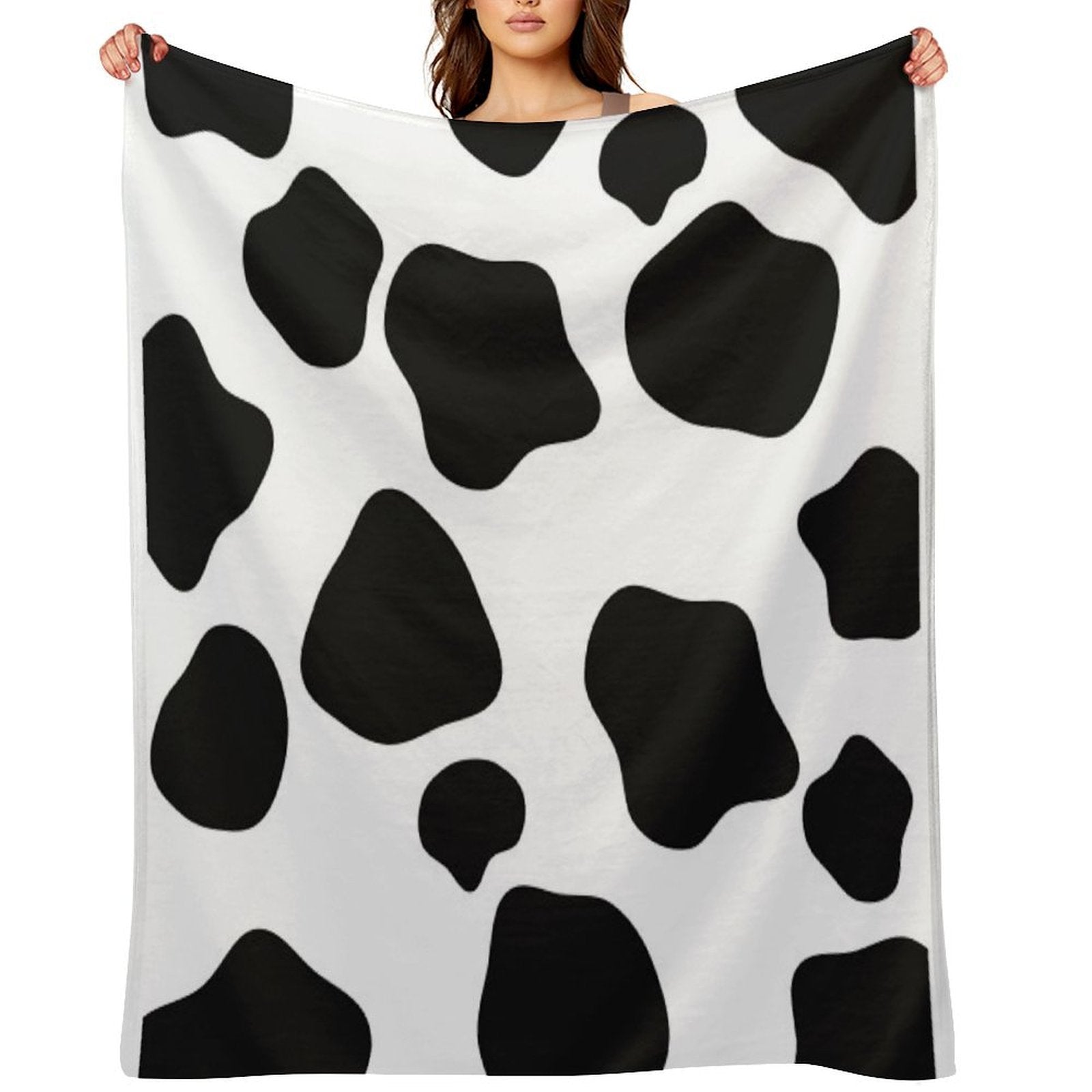 Cow Print Machine-washable Throw Blanket