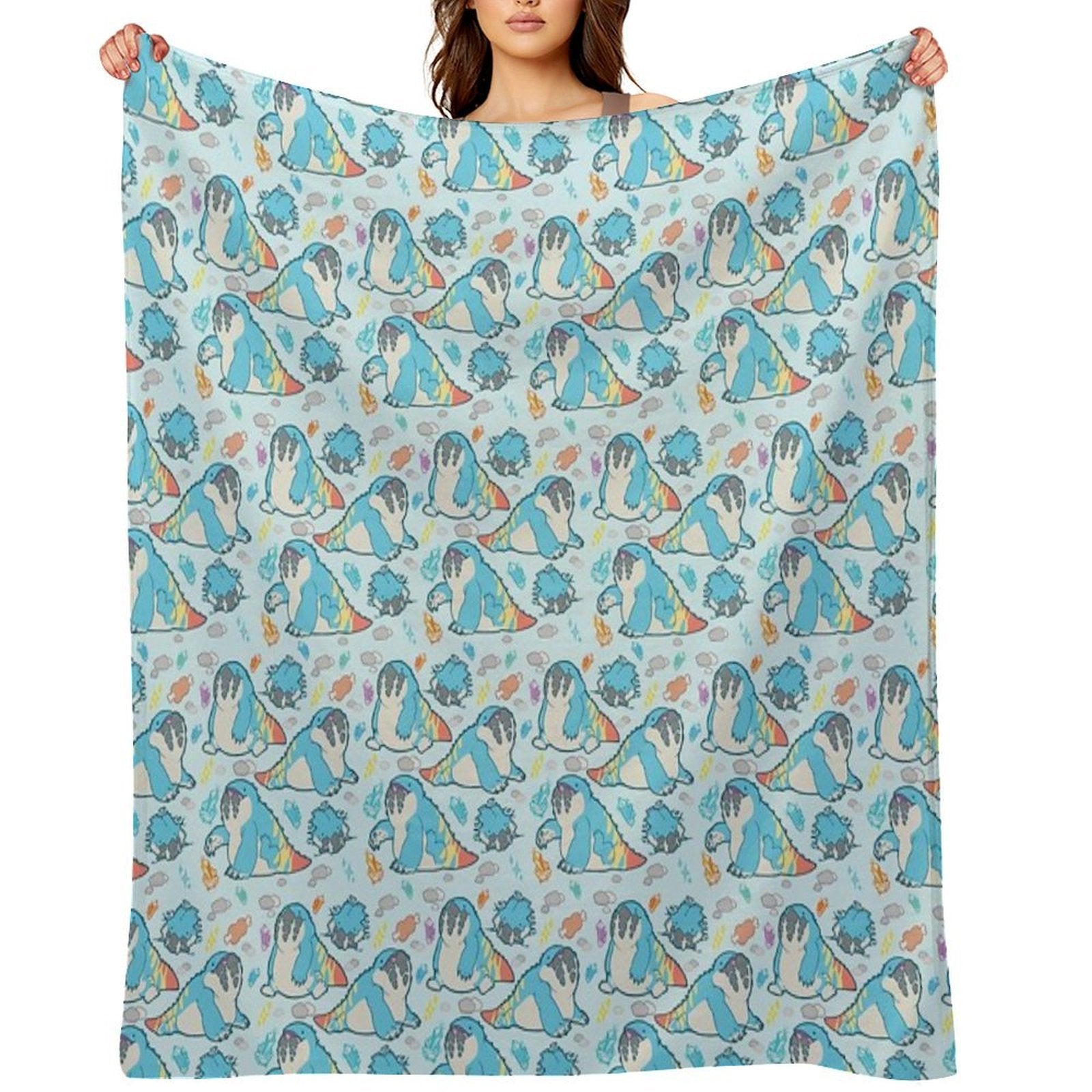 Dodogama Party Pattern (Pastel Blue) Eco-conscious Throw Blanket