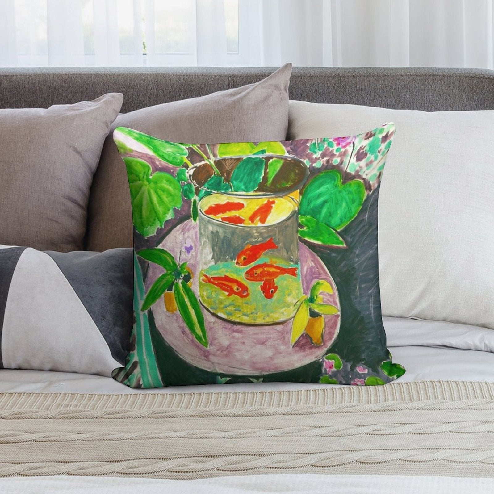 Matisse - Goldfish Soft Fade-Resistant Throw Pillow