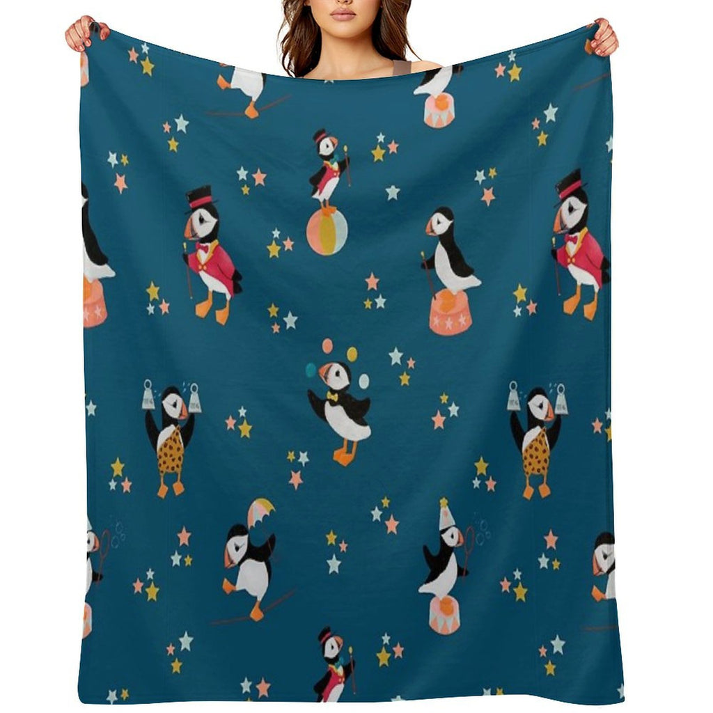 A Circus of Puffins Multi-functional Throw Blanket