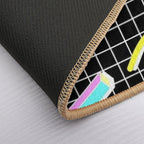80s Retro Party Grid Design (Black BG)  Rapid-Drying Bath Mat