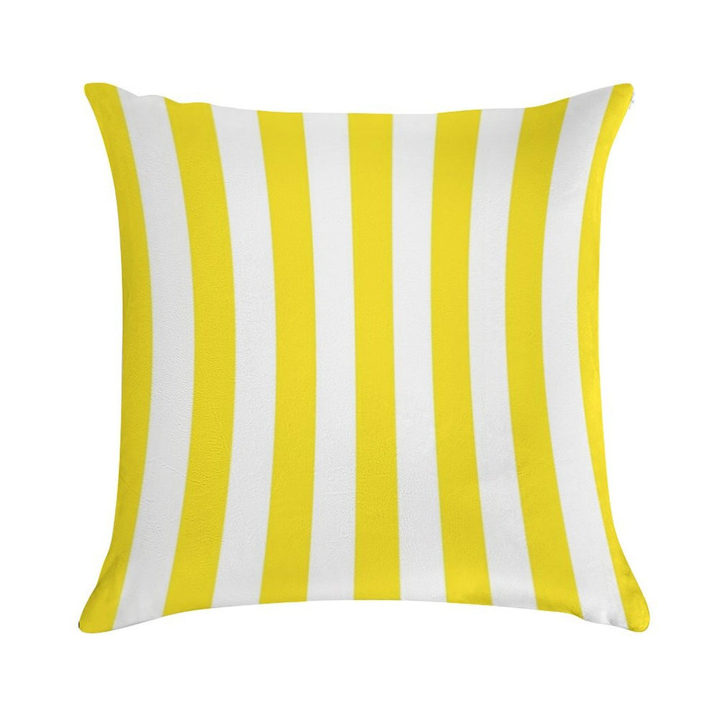Yellow And White Deckchair Stripe Pattern Soft Luxury Feel Throw Pillow