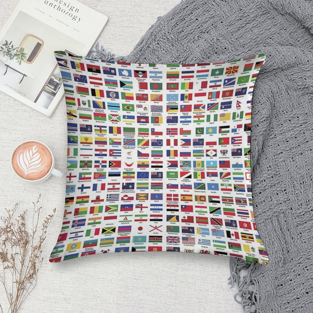 World Flags with Country Names Soft Home Decor Throw Pillow
