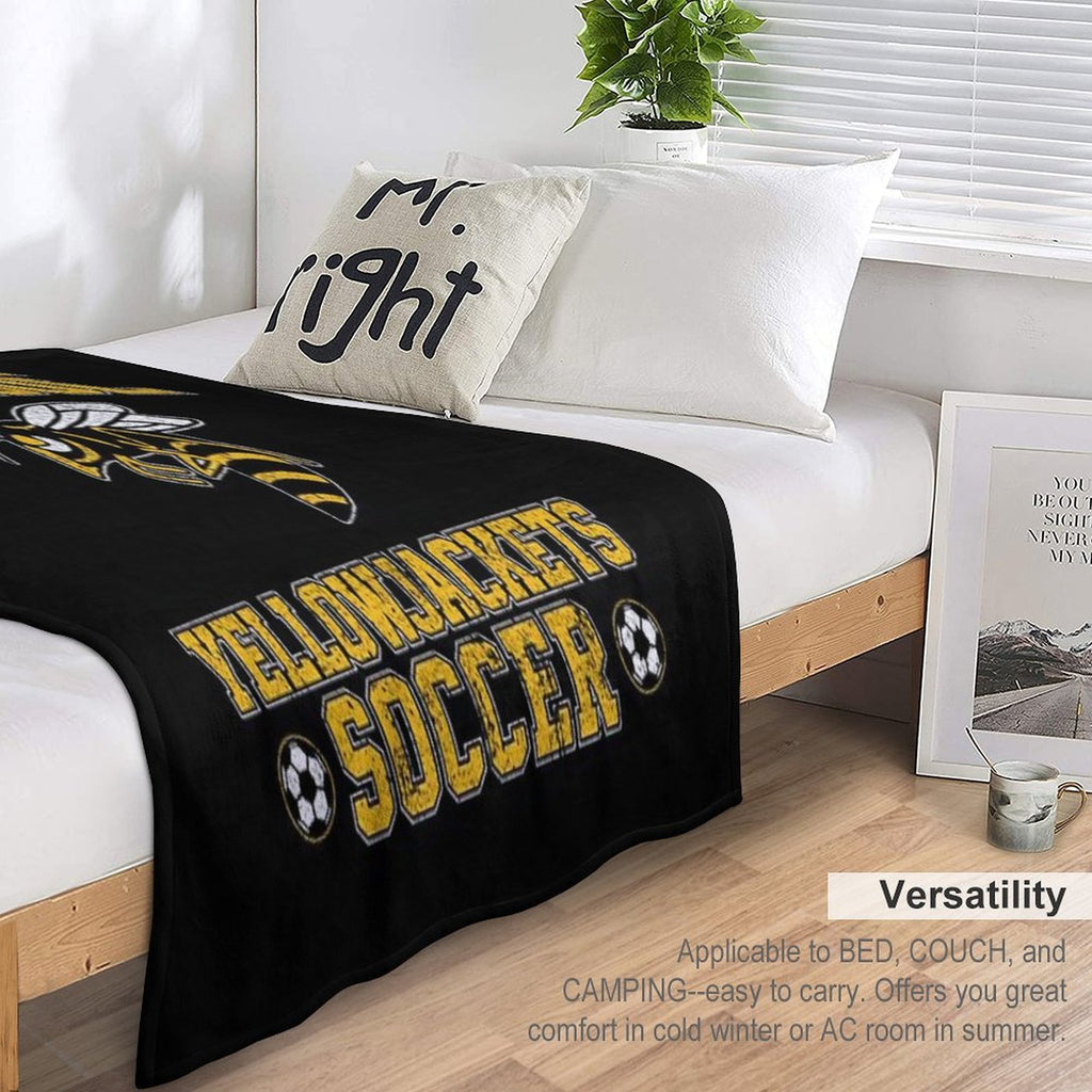 Wiskayok High School Yellowjackets Soccer - Yellowjackets Sustainable Throw Blanket