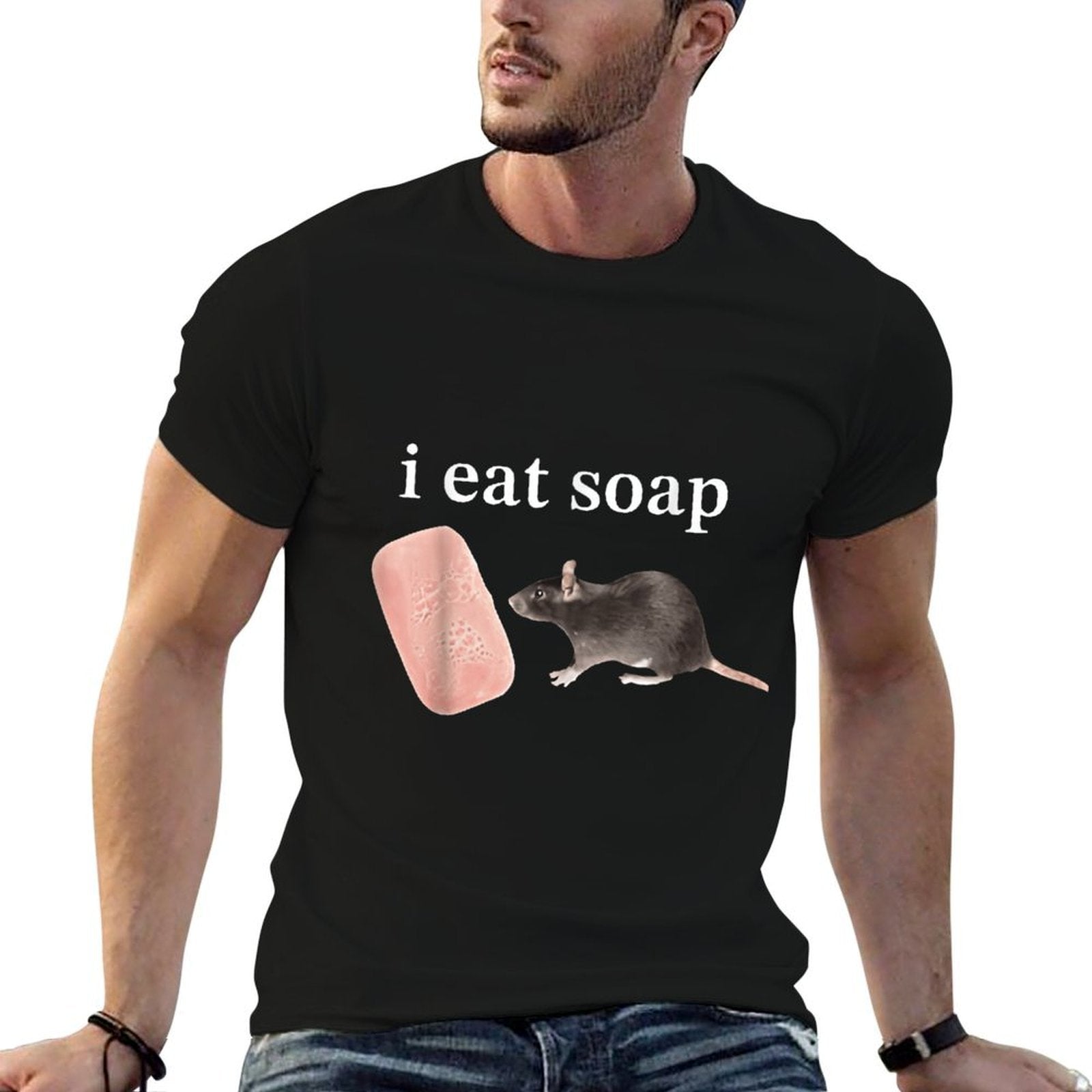 Vintage FUNNY Meme I Eat Soap Rat  Easy-care T-Shirt