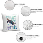 Just A Girl Who Loves Turtles Watercolor Sea Ocean Gift Soft Short Plush Fabric Throw Pillow