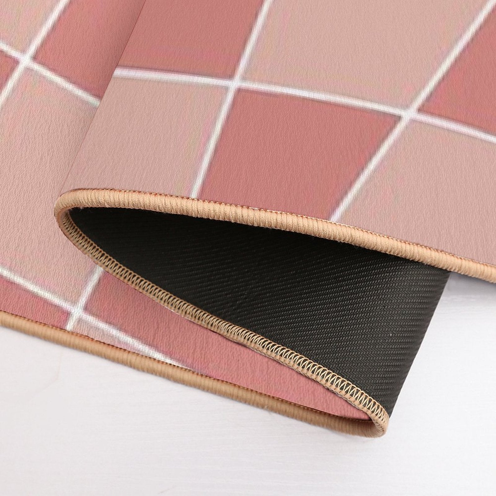 Red Checkerboard Art  Easy To Clean Bath Mat