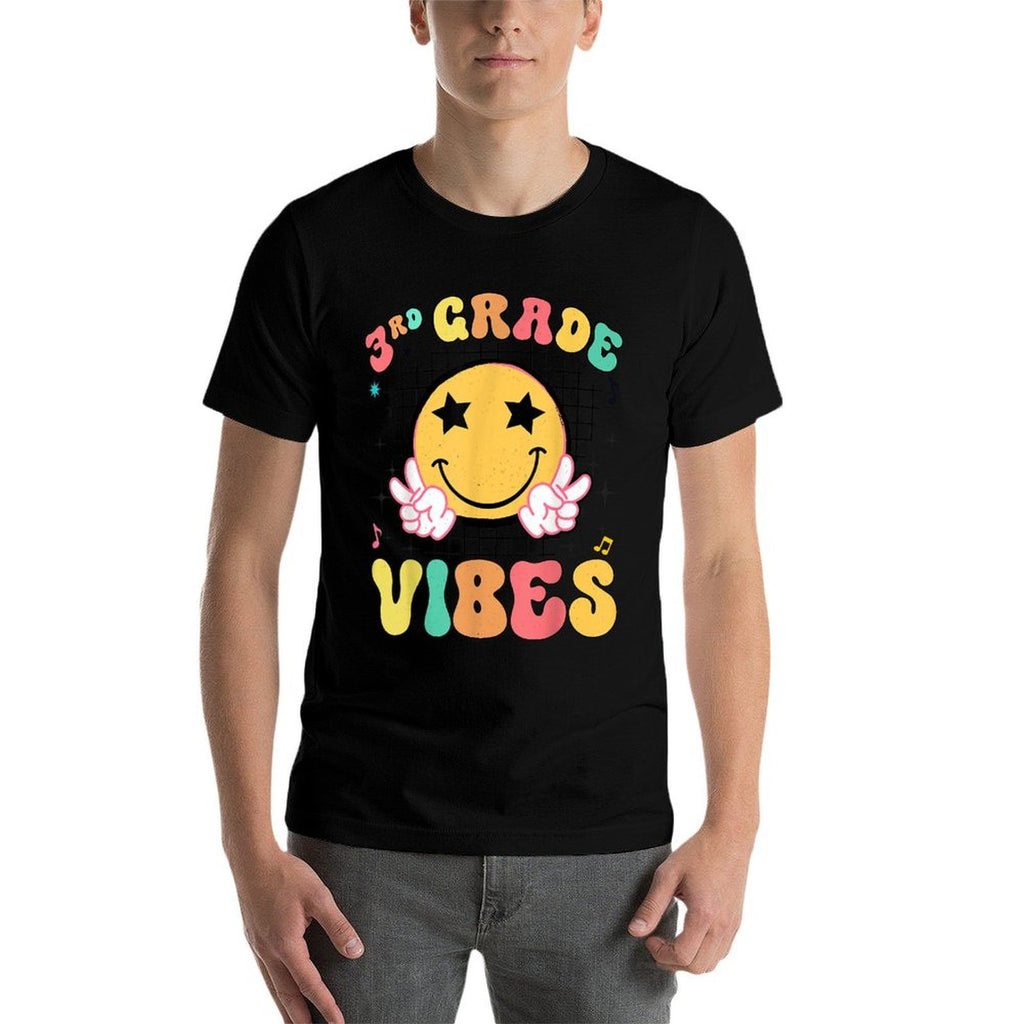 Girls 3rd Grade Vibes Smile Face Back to School Third Grade  Cotton T-Shirt