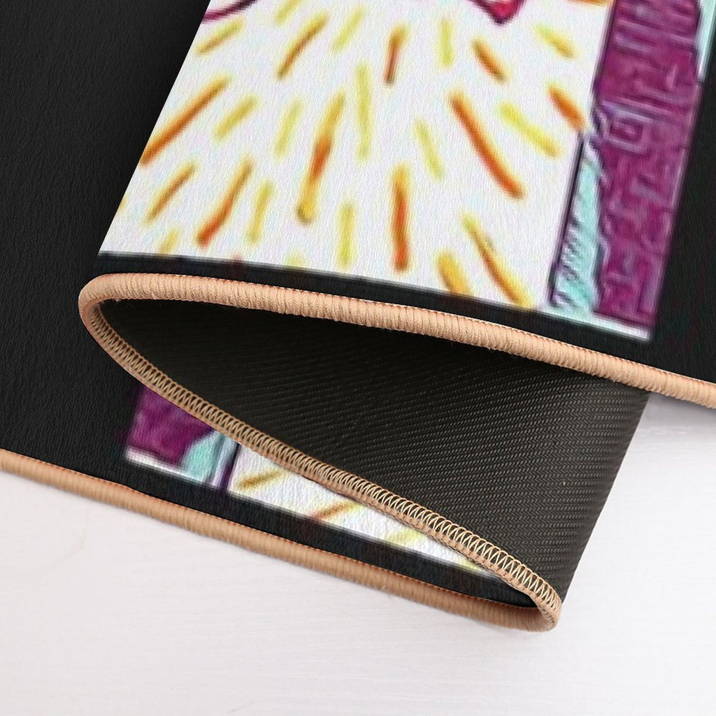 Black And Tan Sun Bear Felt Work  Pet-Safe Bath Mat