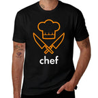 Chef Chest Pocket Knife T-shirt. Kitchen, Cooking, Food Tee  Fade-proof Color T-Shirt