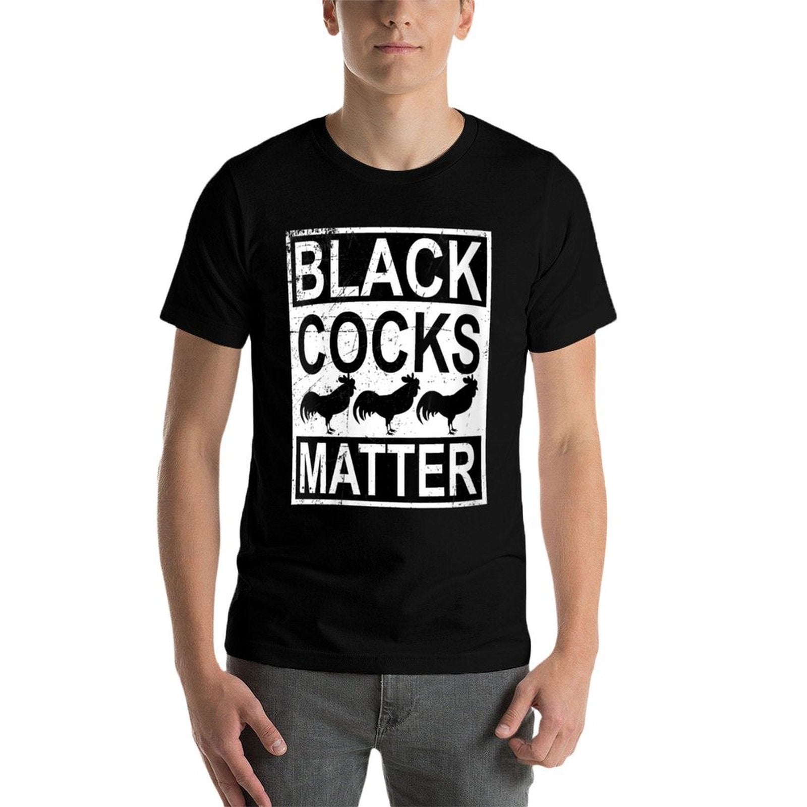 Womens Funny Black Cocks Matter Meme  Rolled Sleeves T-Shirt