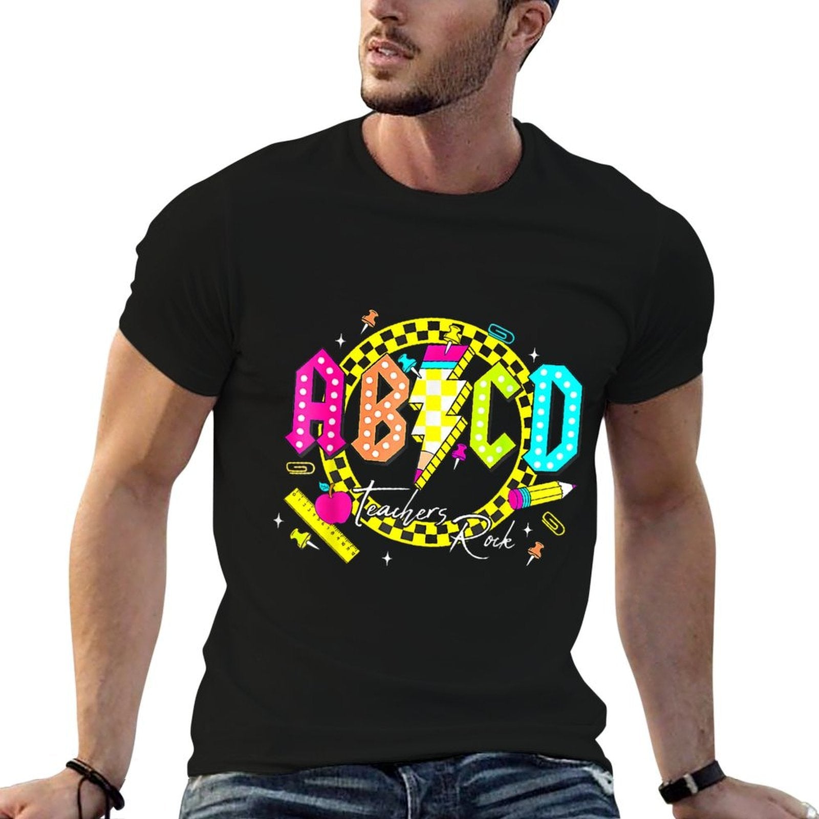 Funny Back To School ABCD Teacher Rocks Abcs Teachers Rock  Tagless Design T-Shirt