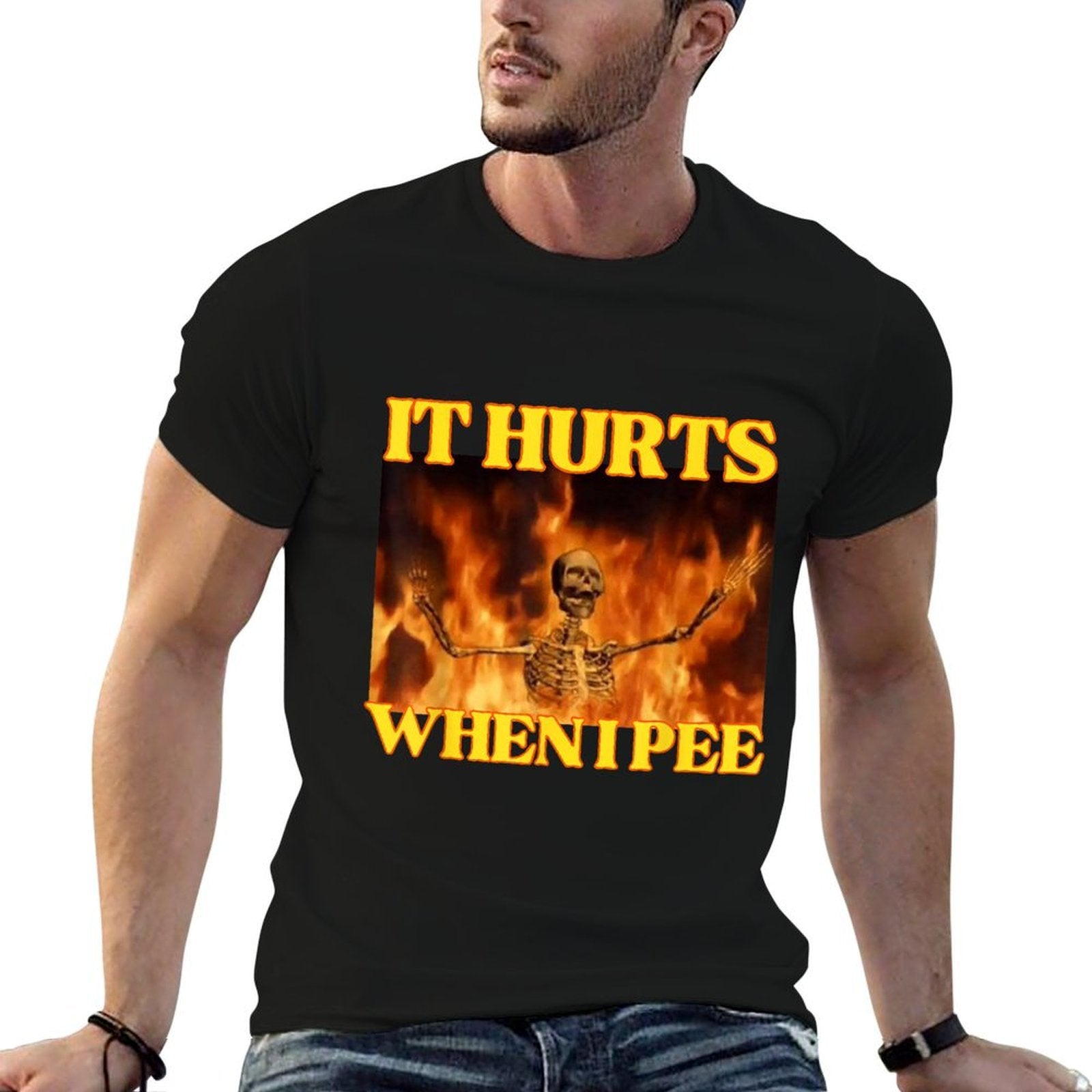 It Hurts When I Pee Funny Hard Skeleton Meme  Versatile T-Shirt