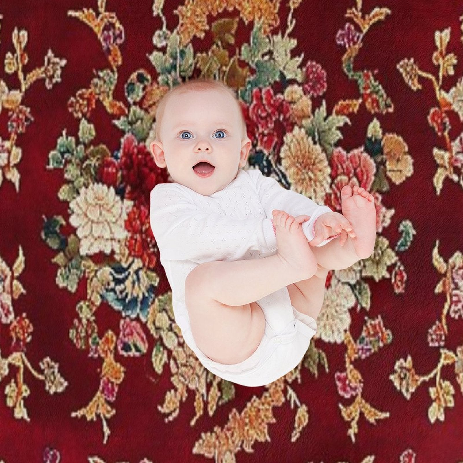 Ancient Emperor Chinese Floral Royal Carpet Multi-functional Throw Blanket