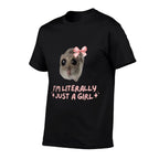Im Literally Just A Girl Sad Hamster Meme Pink Ribbon  Classic T-Shirt