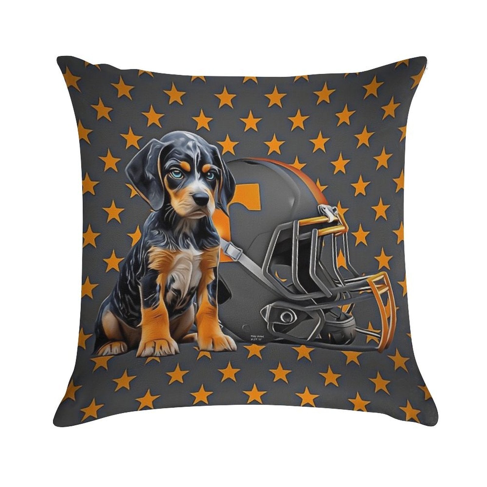 Tennessee Bluetick - Orange Stars Soft Easy Maintenance Throw Pillow