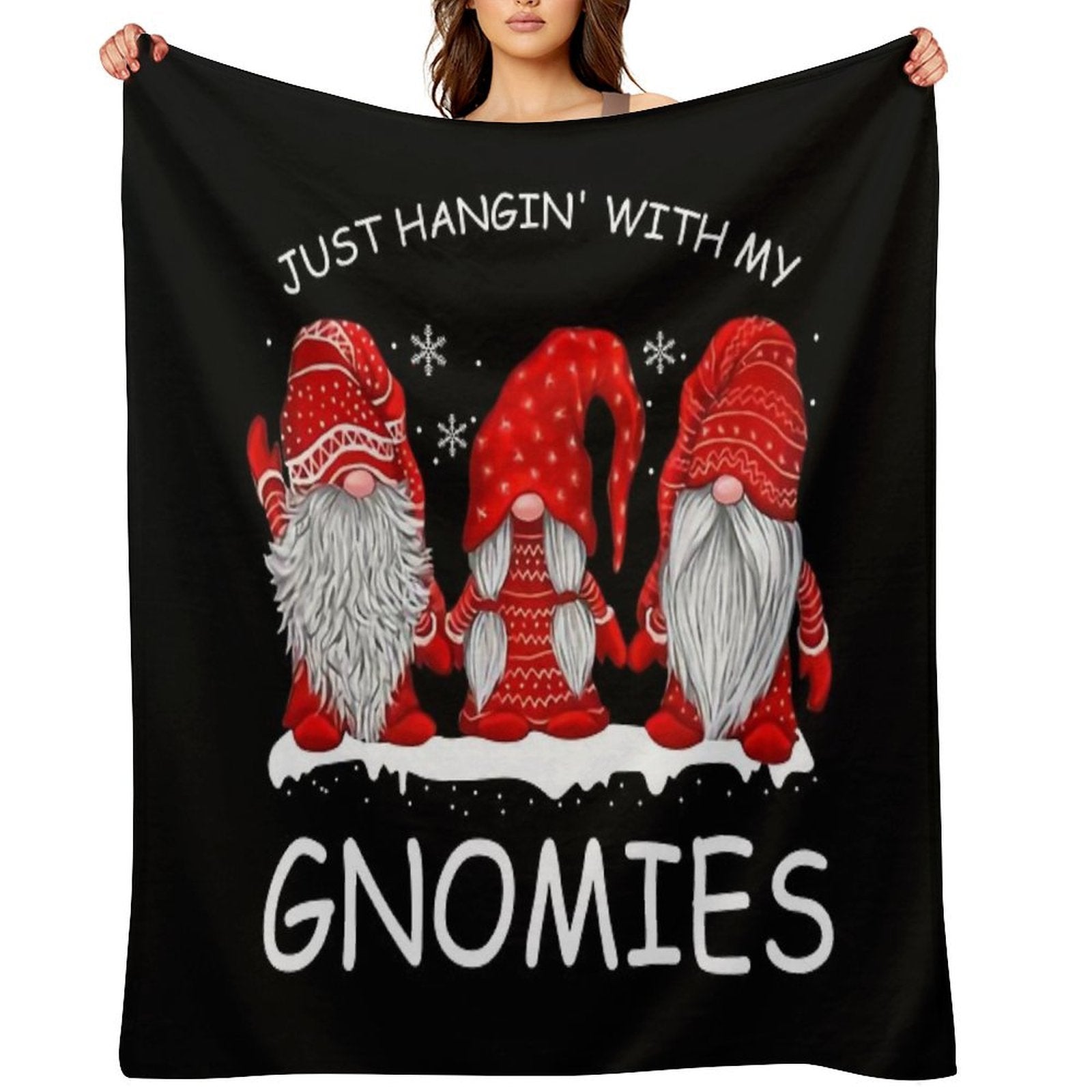 Just Hangin with My Gnomies Gnome Lover Machine-washable Throw Blanket