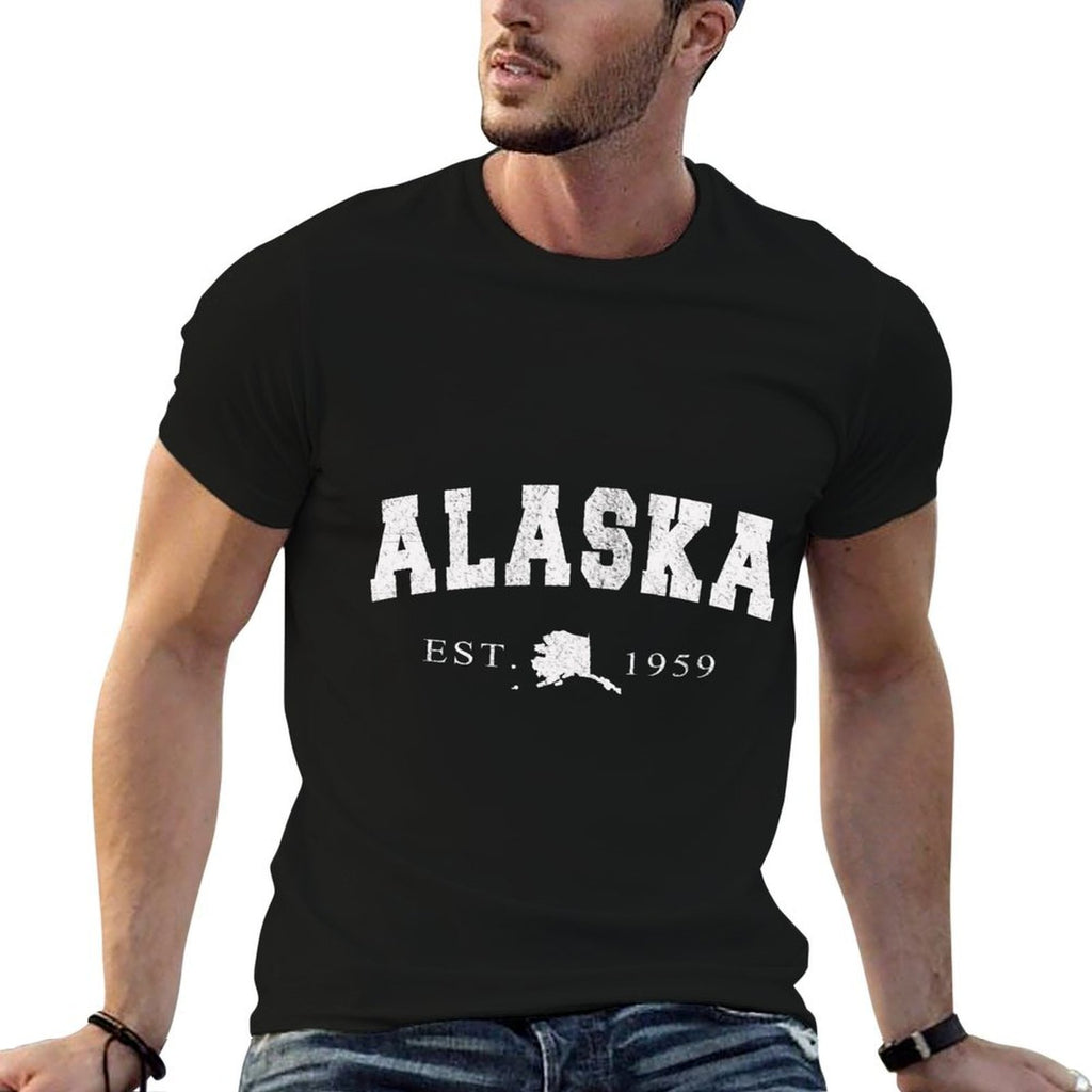 Alaska AK Retro Vintage Gift Men Women Kids  Rolled Sleeves T-Shirt