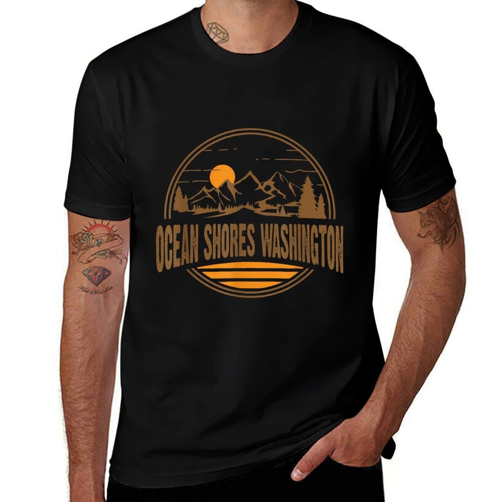 Retro Ocean Shores, Washington State Gift  Soft T-Shirt