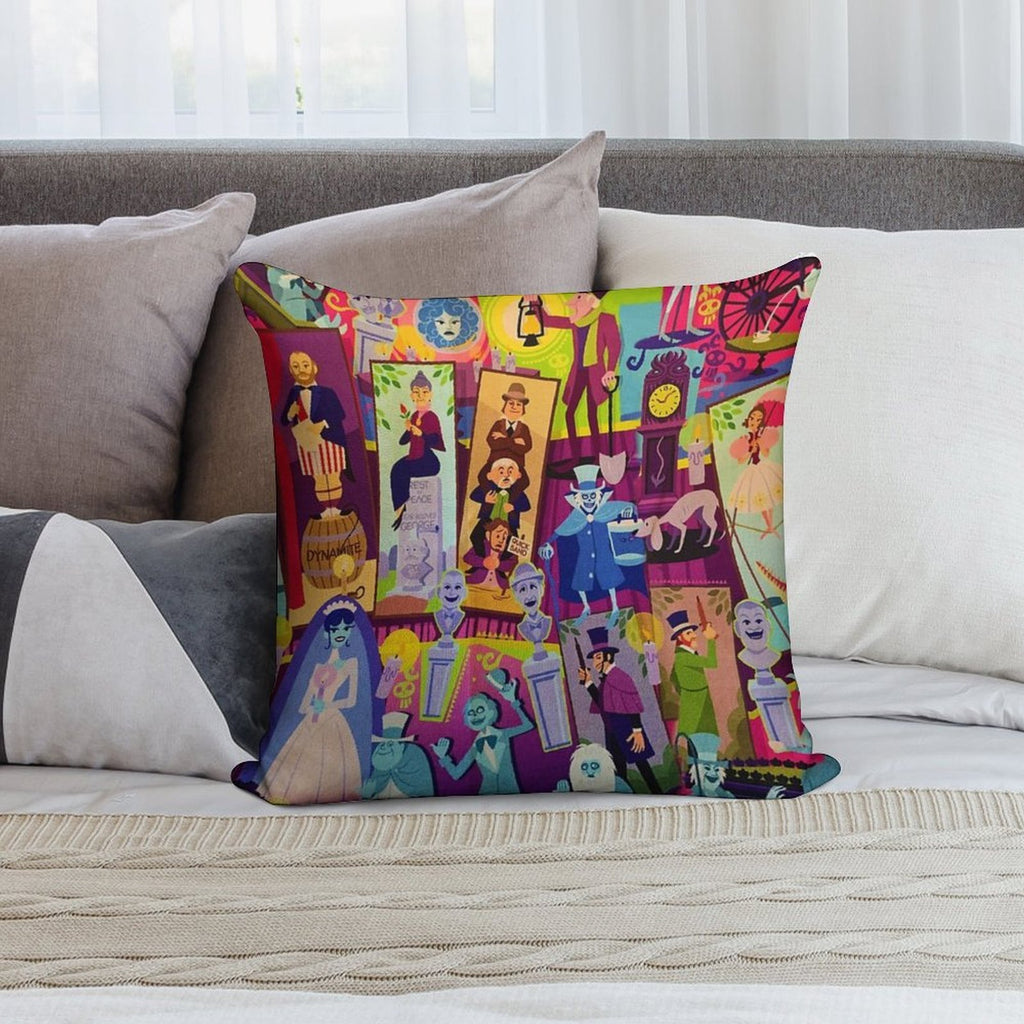 Retro Mansion Collage Soft Ultra-Soft Texture Throw Pillow
